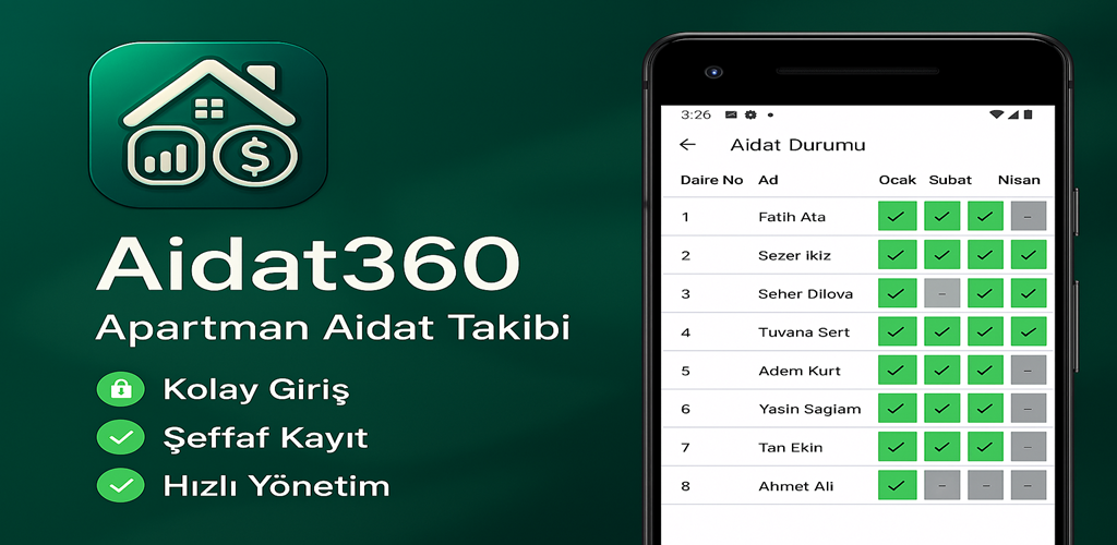 Mobil apartman uygulaması – Aidat360 tanıtım görseli