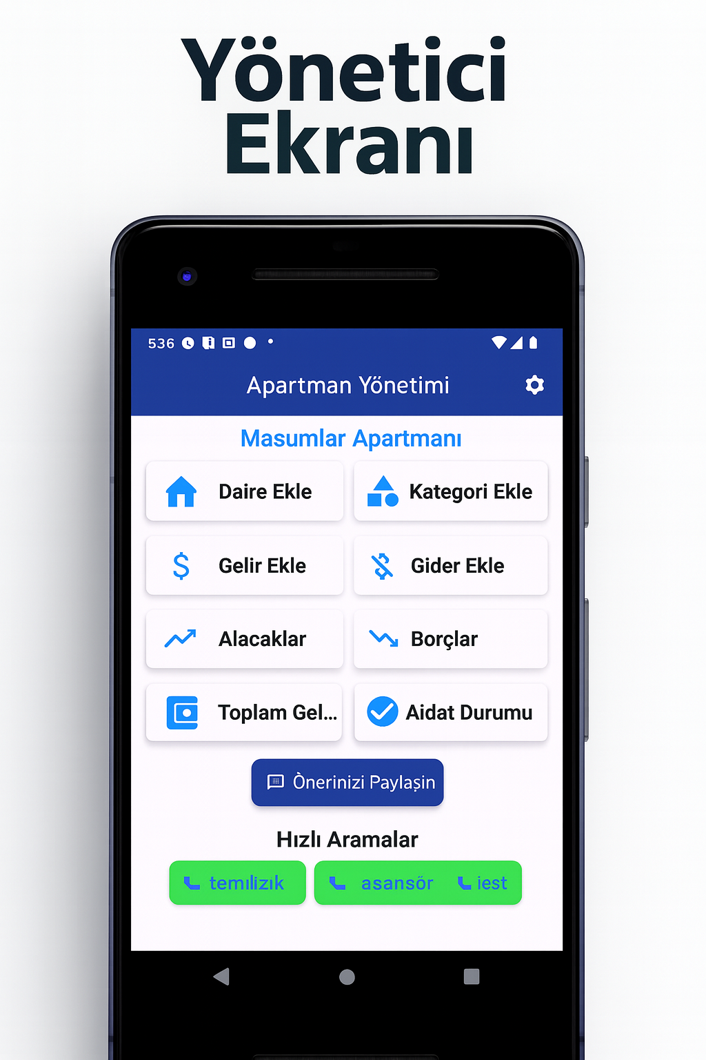 Yönetici paneli – dijital site yönetimi ve finans kontrolü